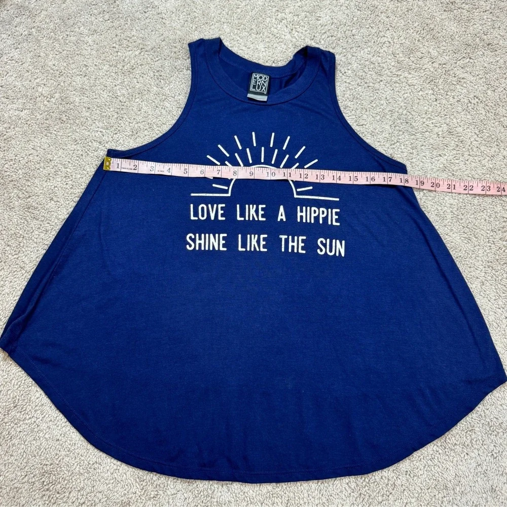 Modern Lux Navy Blue Love‎ Like A Hippie Shine Like The Sun Graphic Tank Top M - Picture 7 of 11